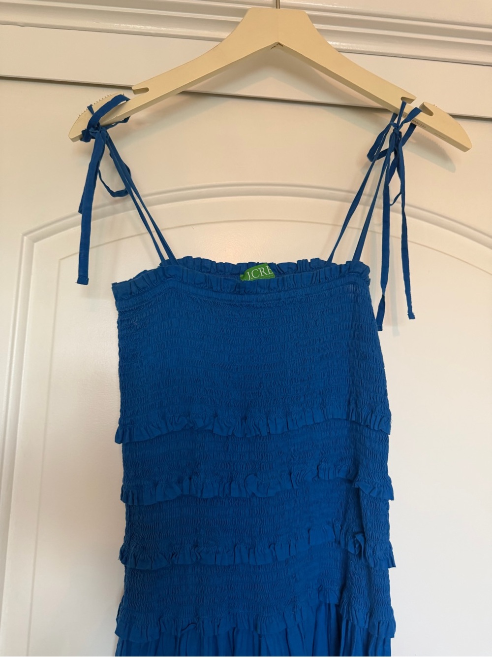 J. Crew Royal Blue Smocked Tie-Shoulder Maxi Dress - Picture 2 of 4